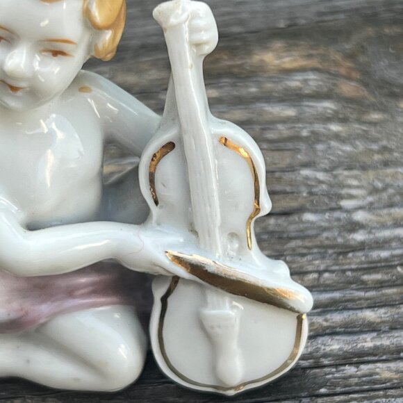 Vintage Cherubs Angel Band Porcelain Figurines Japan Violin & Conductor - Picture 3 of 14